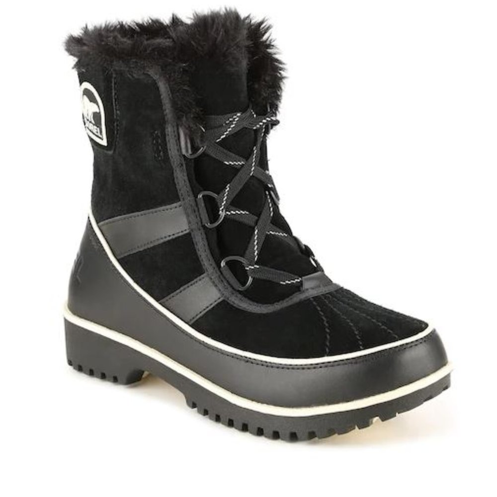 Sorel Black Tivoli II Low Faux Fur Snow Boot Size 8.5